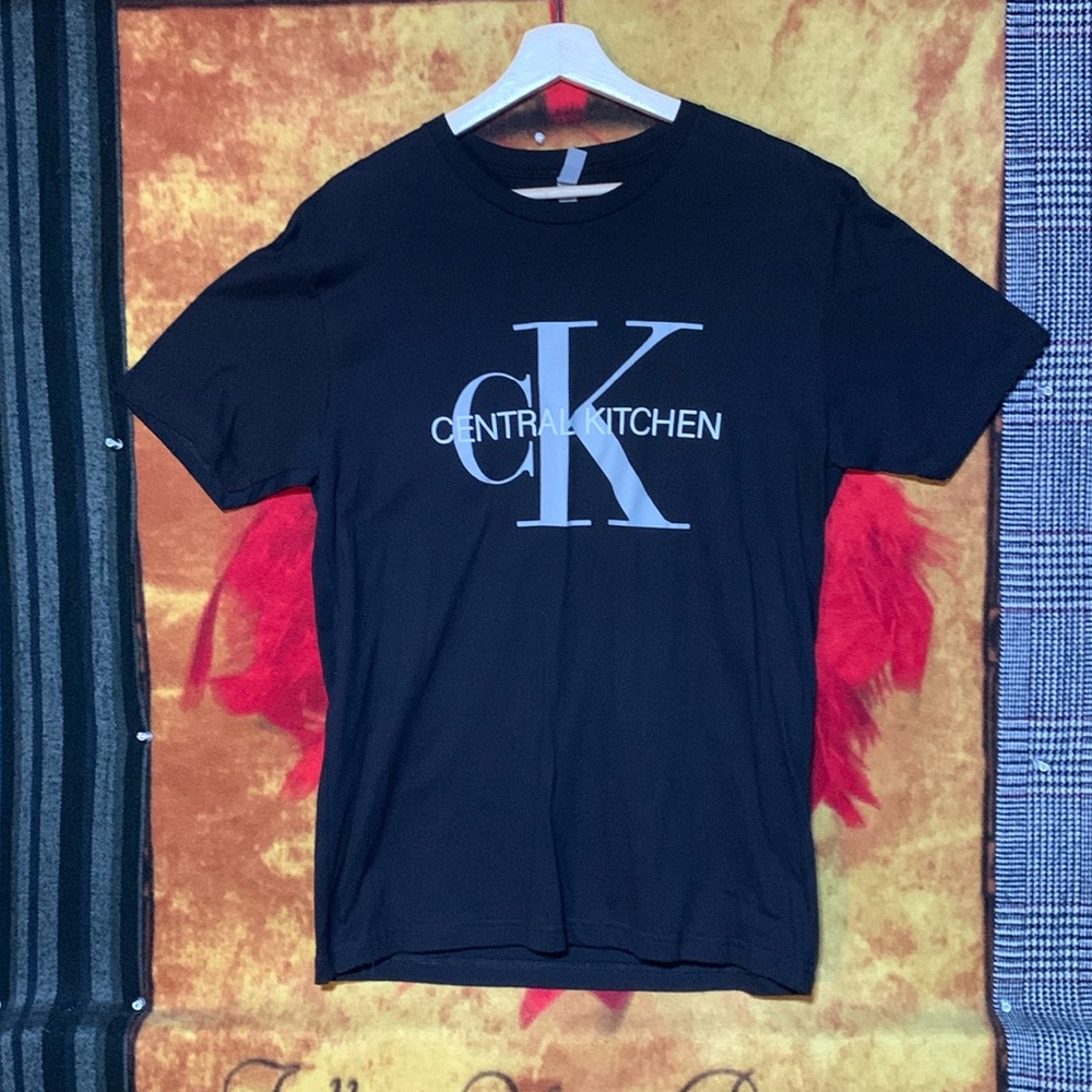 NEXT LEVEL-men’s black cotton ‘CENTRAL KITCHEN’ short sleeve graphic tee-shirt
